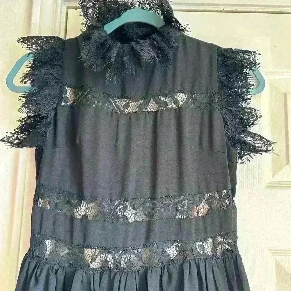 NWT Laklook Black Lace Tiered Maxi Dress - Picture 2 of 8